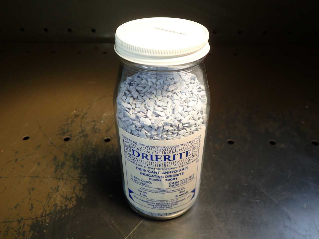 Drierite Anhydrous Indicating 8 Mesh 1lb Jar CaSO4 + CoCl2 23001 New! Sealed - LAB & SCIENTIFIC