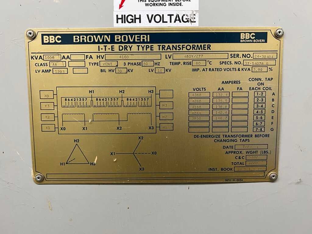 BBC 1000KVA dry transformer - CONTROL TRANSFORMERS