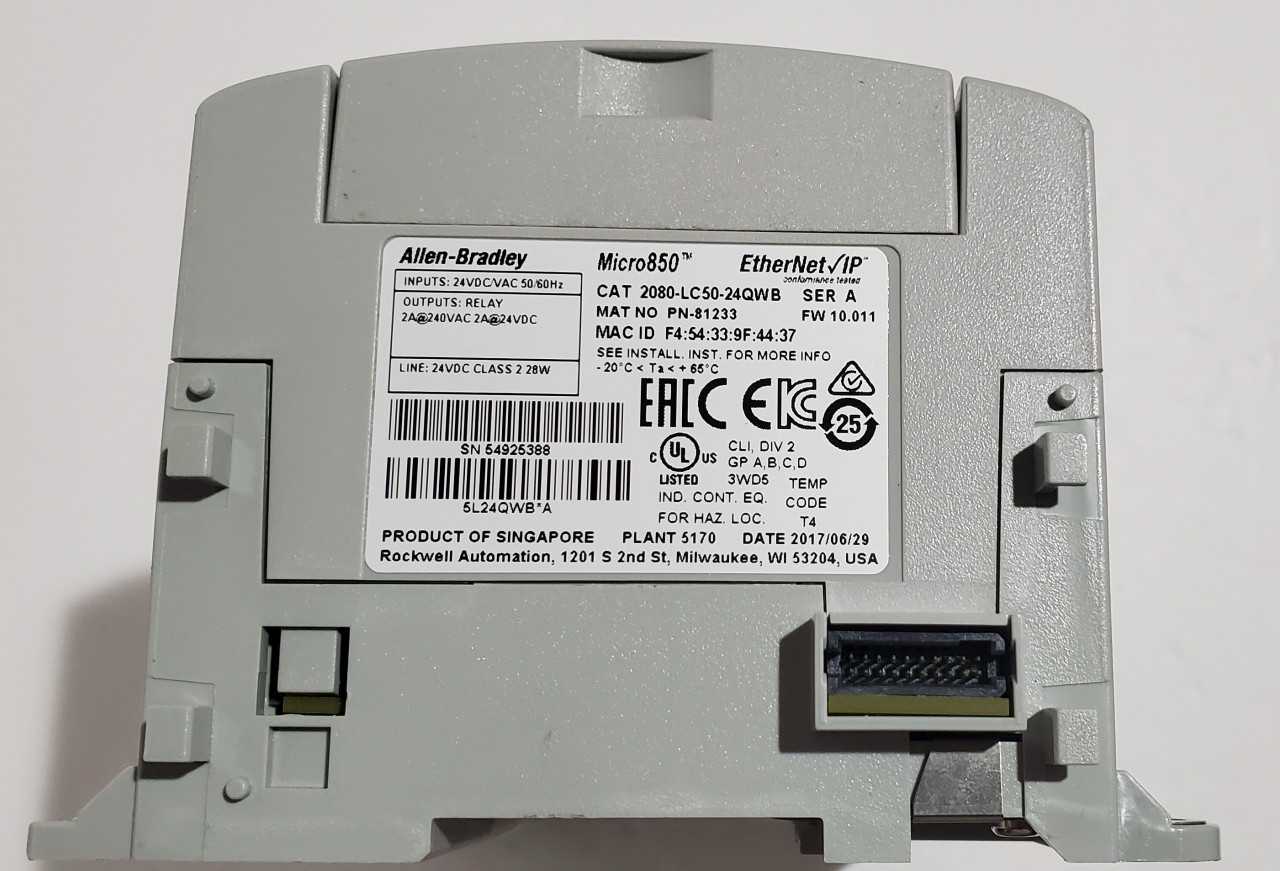 Allen Bradley Micro 850 2080-LC50-24QWB PLC - AUTOMATION & CONTROLS