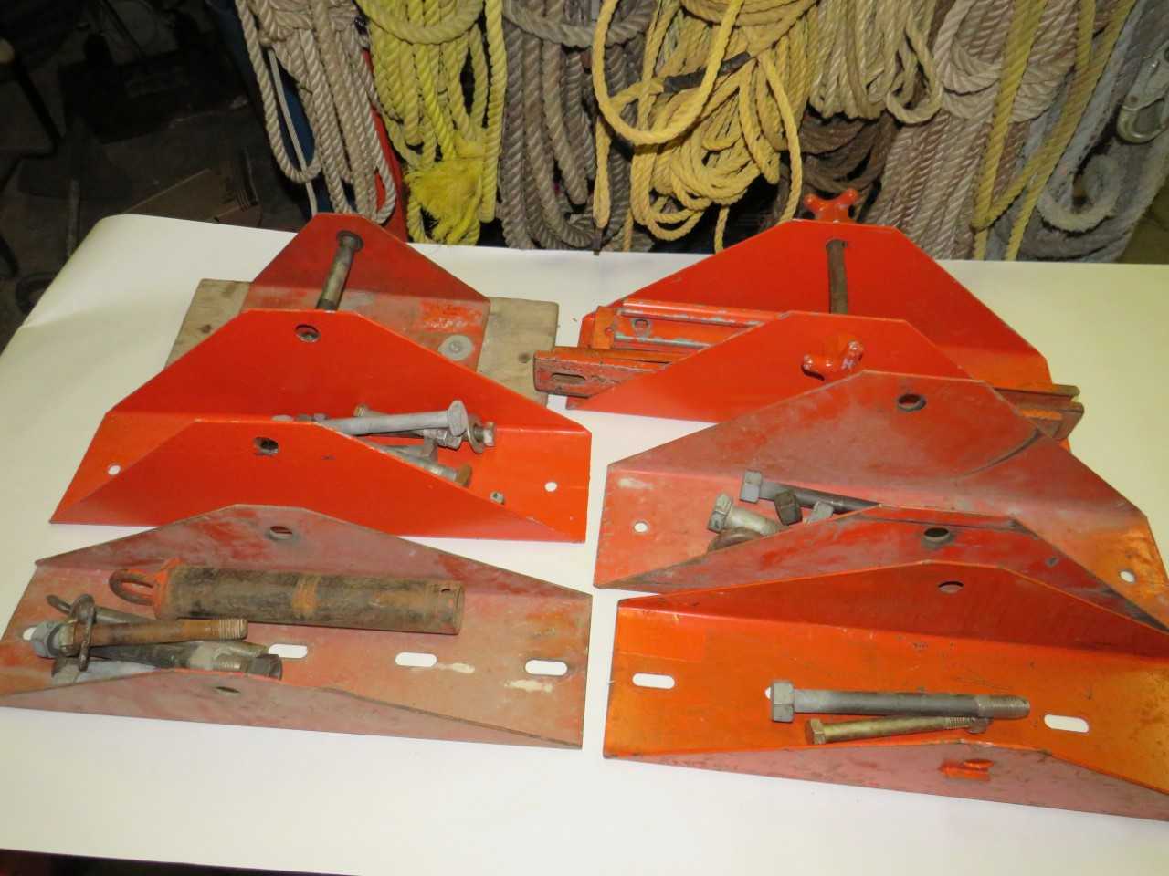 LOT OF 6 ASSORTED FRAMES & ACCESSORIES FOR TRAY CABLE ROLLER SHEAVES - TRAILER MOUNTED EQUIPMENT