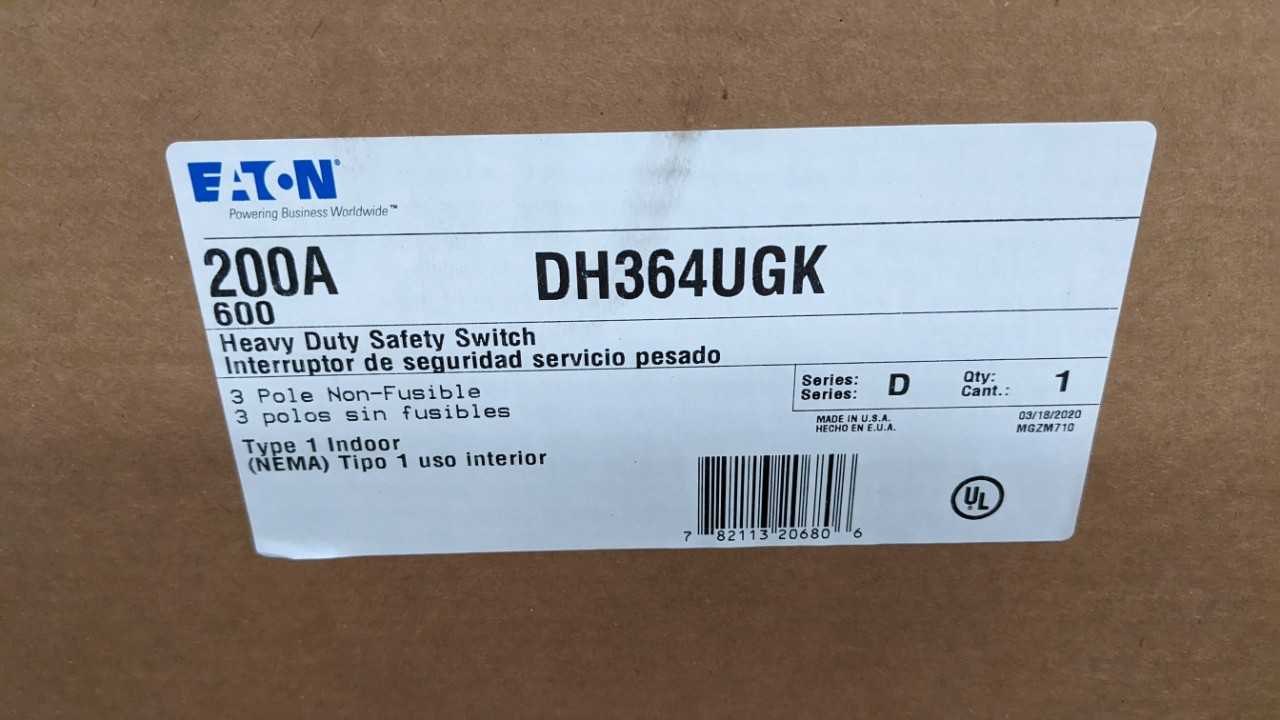 Eaton 200A 600 volt DH364UGK heavy duty safety switch - ELECTRICAL COMPONENTS