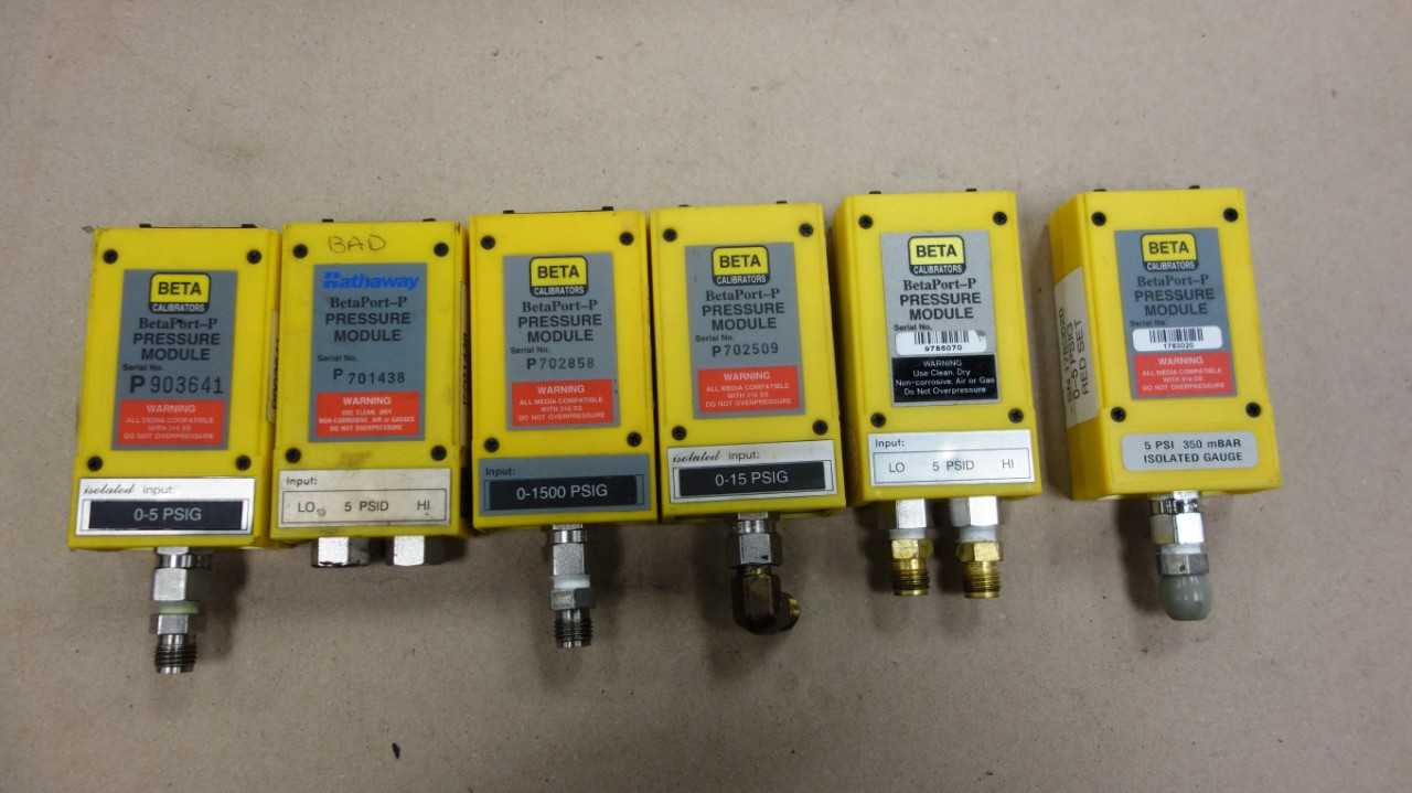 HATHAWAY BETA CALIBRATORS BETAGAUGE 2 CALIBRATOR W/ 6X PRESSURE MODULES - ELECTRICAL TESTING EQUIPMENT