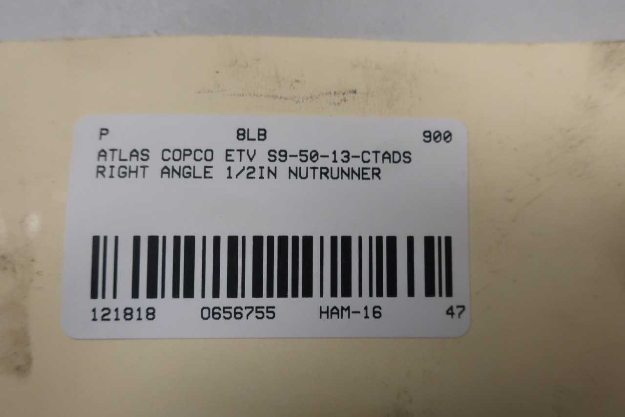 ATLAS COPCO ETV S9-50-13-CTADS RIGHT ANGLE 1/2IN NUTRUNNER - ELECTRIC POWER TOOLS