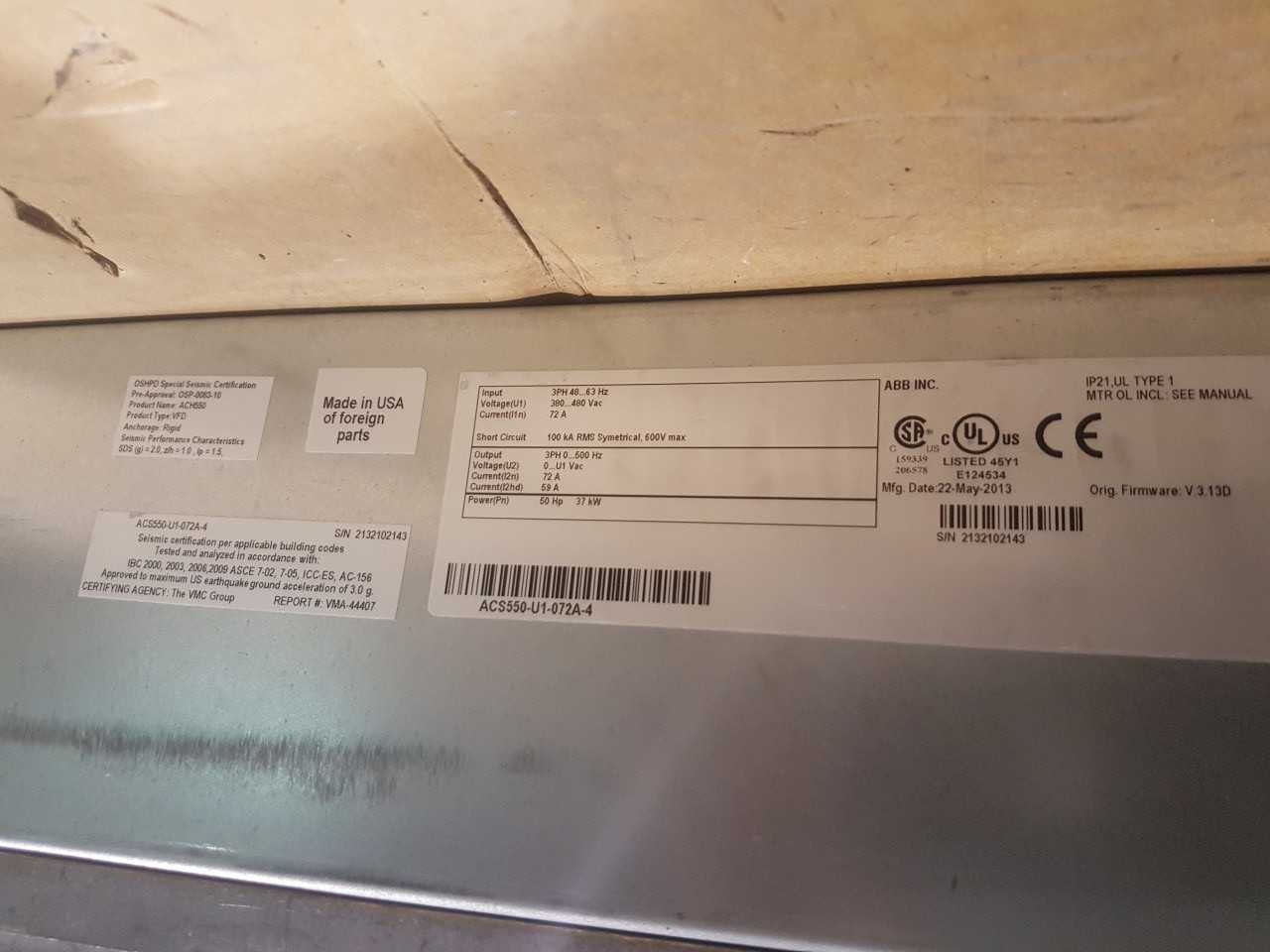 ABB ACS550 VFD (QTY1) - MOTOR DRIVES