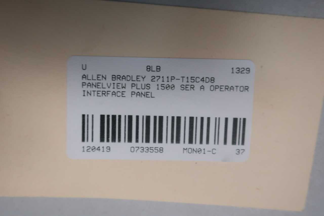 ALLEN BRADLEY 2711P-T15C4D8 PANELVIEW PLUS 1500 SER A OPERATOR INTERFACE PANEL - AUTOMATION & CONTROLS