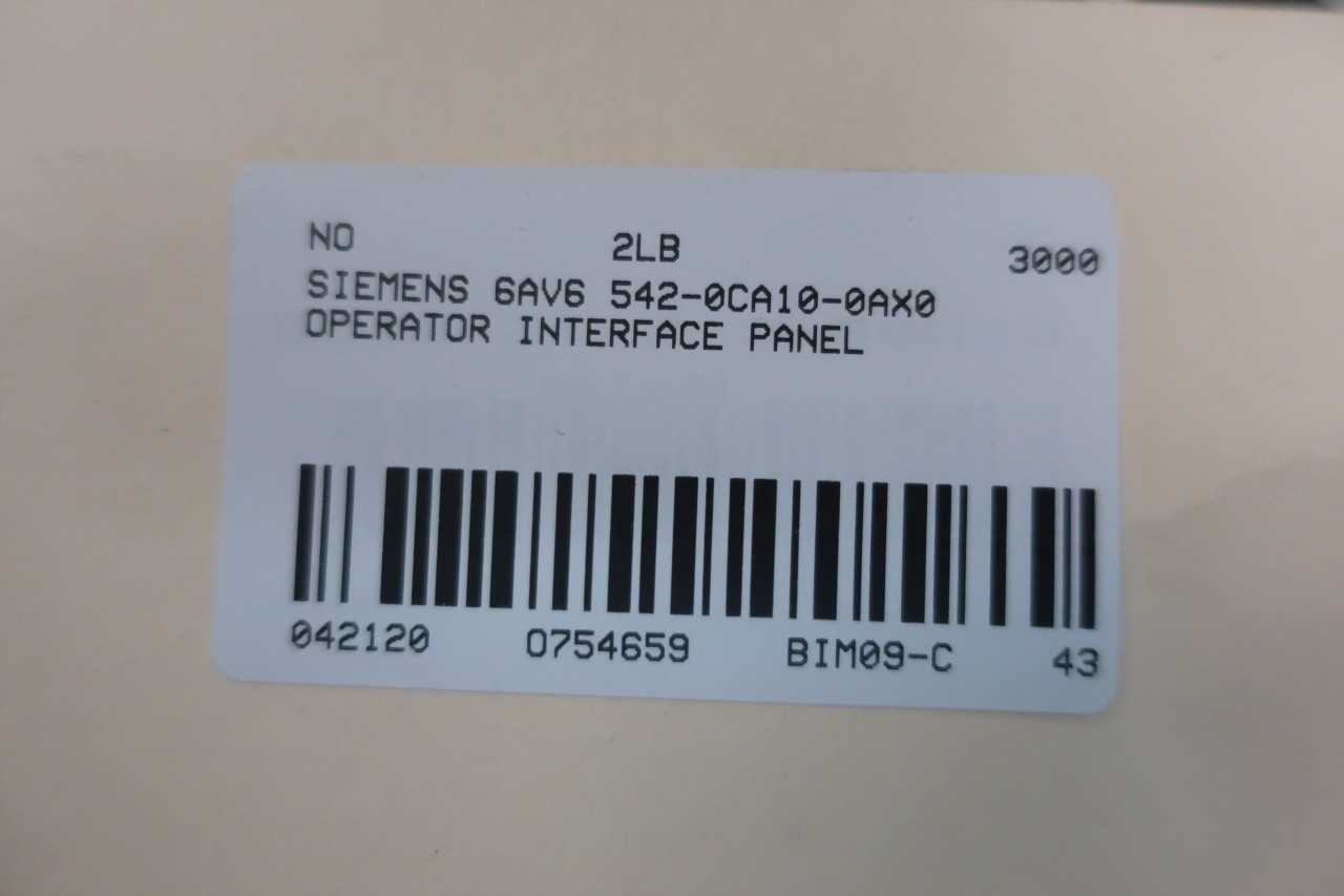 SIEMENS 6AV6 542-0CA10-0AX0 OPERATOR INTERFACE PANEL - AUTOMATION & CONTROLS