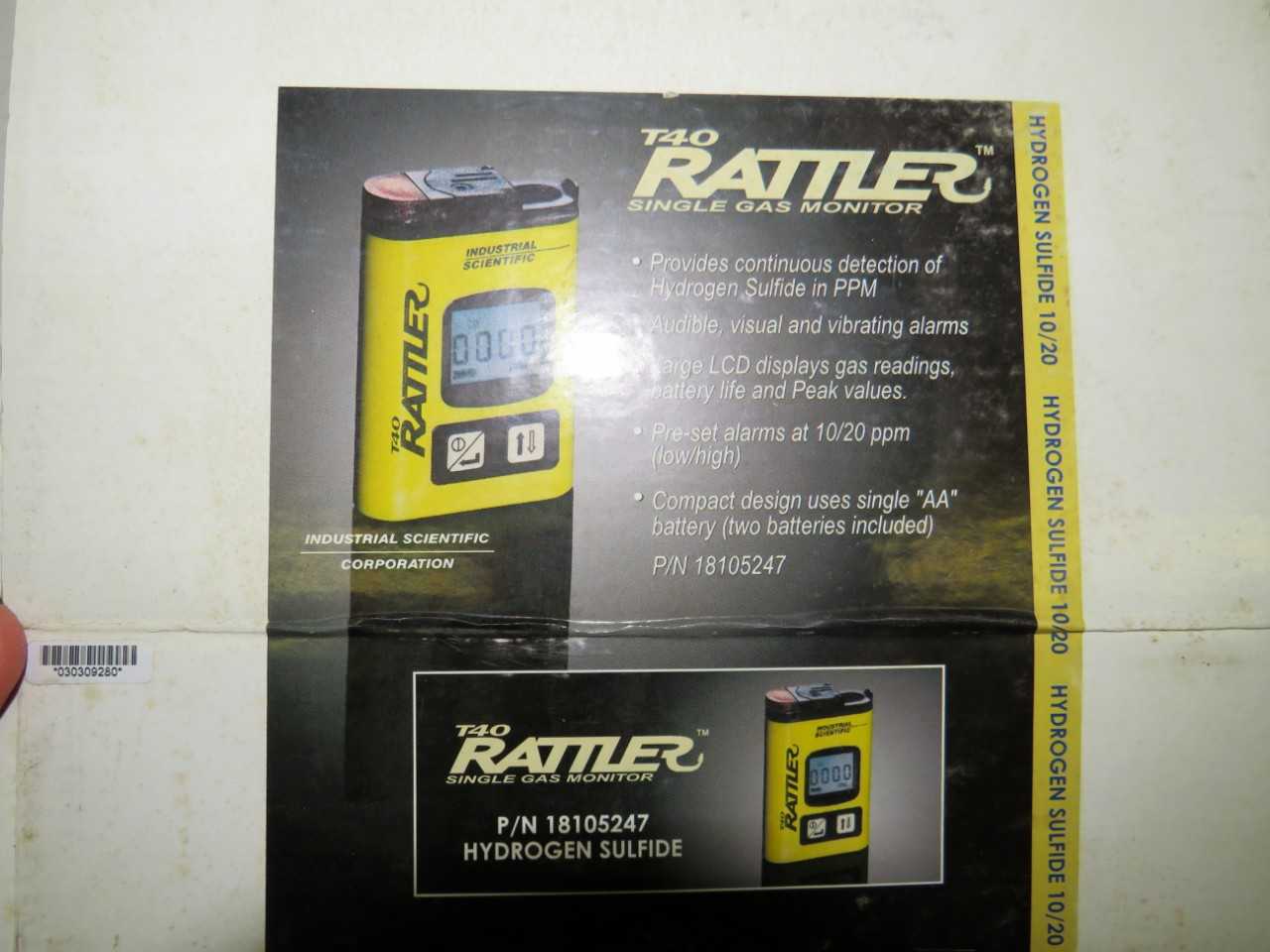 LOT OF 2 RATTLER T40 HYDROGEN SULFIDE SINGLE GAS MONITOR - ELECTRIC POWER TOOLS