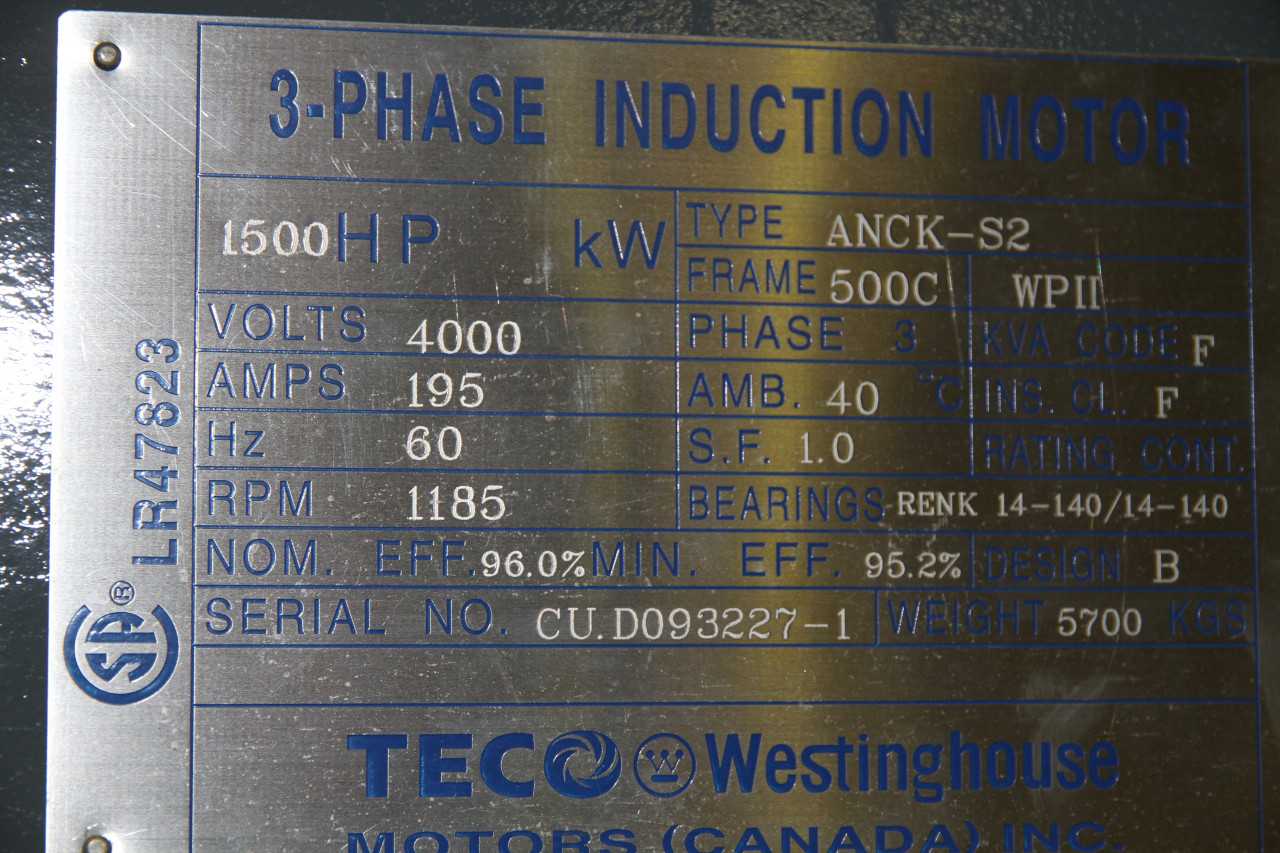 1500HP Teco-Westinghouse Electric Motor - PALLET JACKS