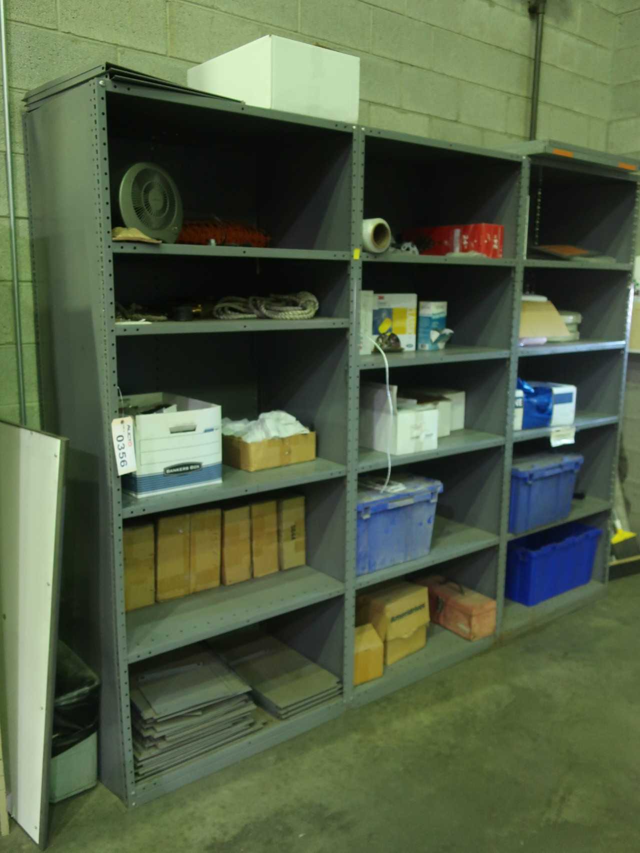 Lot of 3 sections shelving 84x36x24, contents excluded - SHELVING