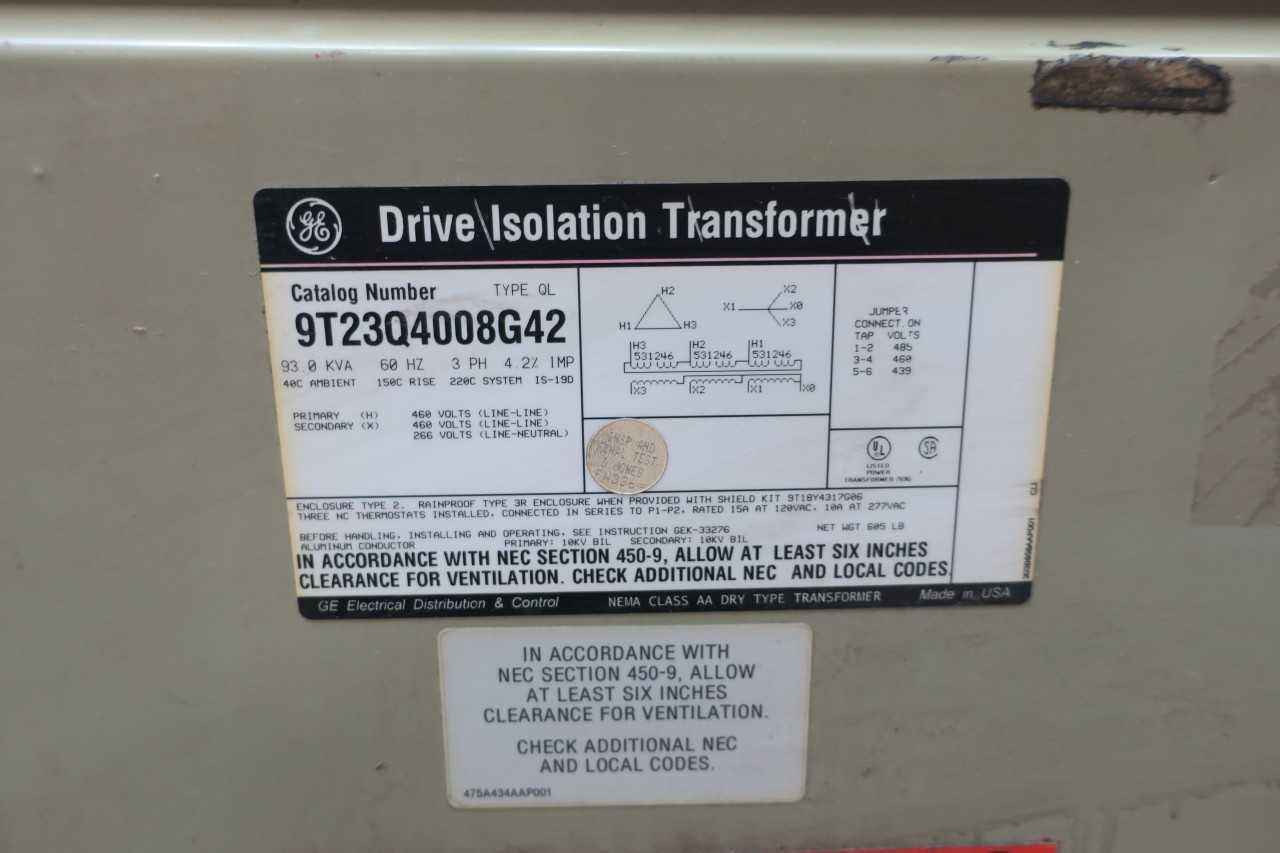 LOT OF 2 GENERAL ELECTRIC GE DRIVE ISOLATION VOLTAGE TRANSFORMER - CONTROL TRANSFORMERS