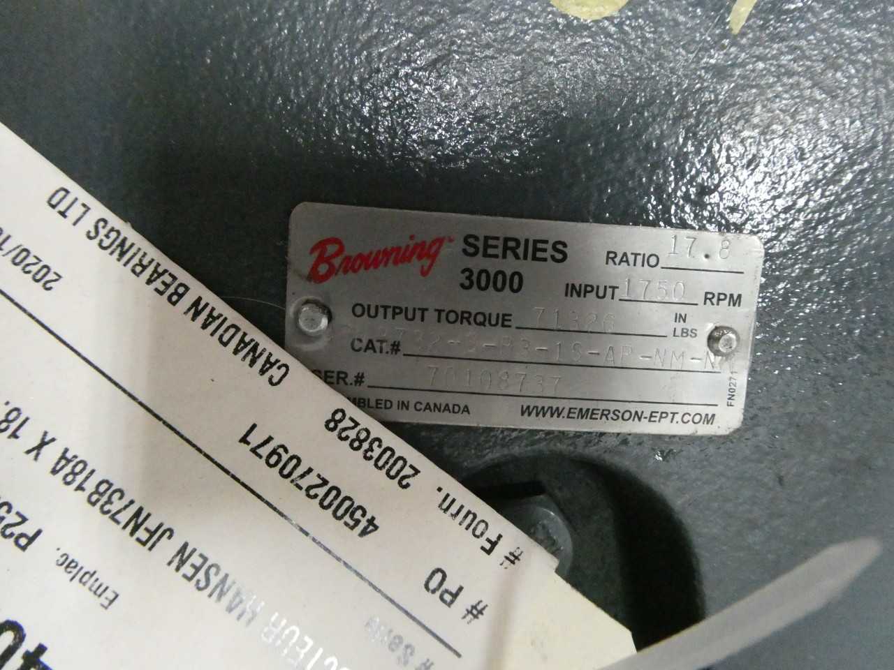 BROWNING 70108737 CBN3732-S-B3-18-AP-NM-NM HELICAL INLINE GEAR REDUCER 17.8:1 71326IN-LB - GEAR REDUCERS