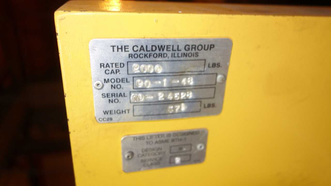 CALDWELL 90-1-48 2000LB 1 TON HAND WHEEL ADJUSTABLE FORKS PALLET LIFTER - LIFTING EQUIPMENT