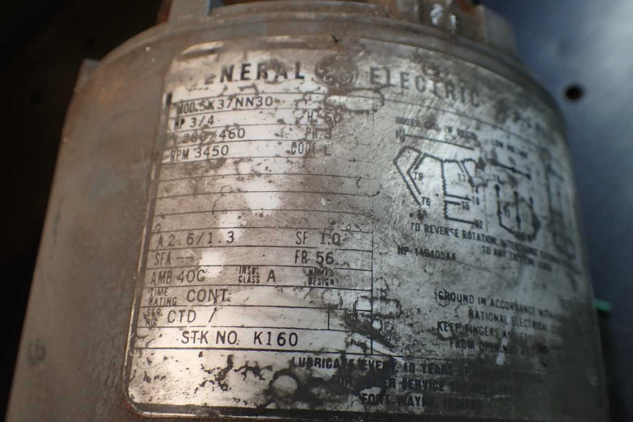 GE 5K37NN30 K160 Electric Motor: 3/4HP, 230/460V, 3450-RPM, fr. 56, 4" OD Pulley - ELECTRIC MOTORS