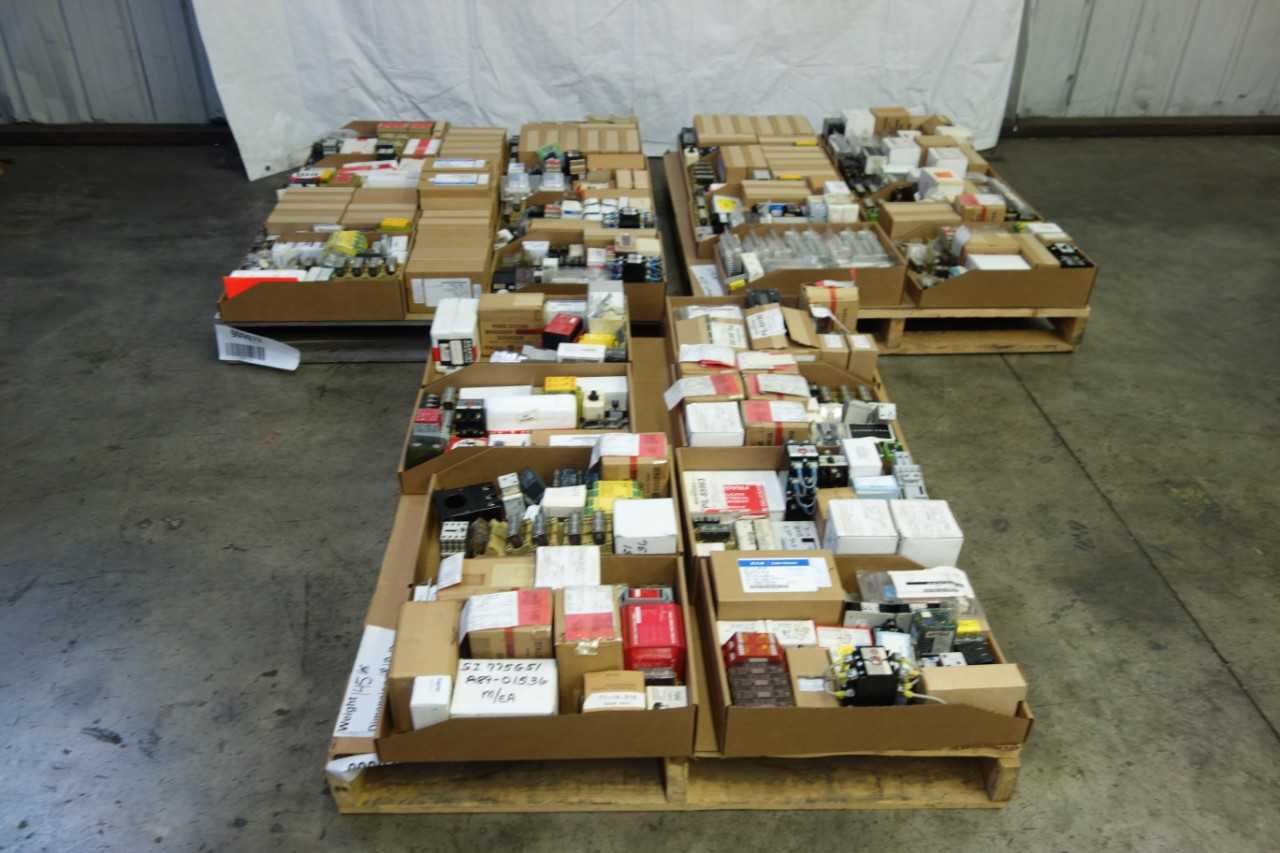 3 PALLETS OF ASSORTED ELECTRICAL TIMERS, RELAYS, COUNTERS - ELECTRICAL COMPONENTS