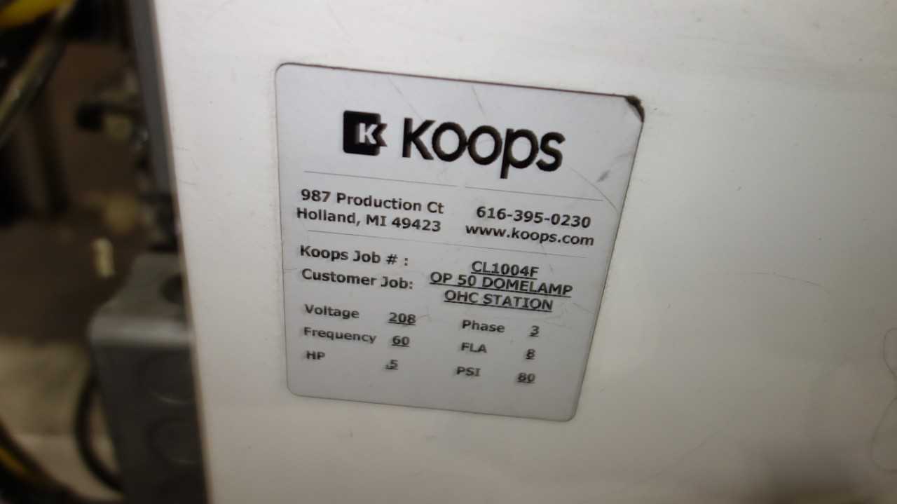 KOPPS OP 50 DOMELAMP OHC STATION - PROCESS EQUIPMENT