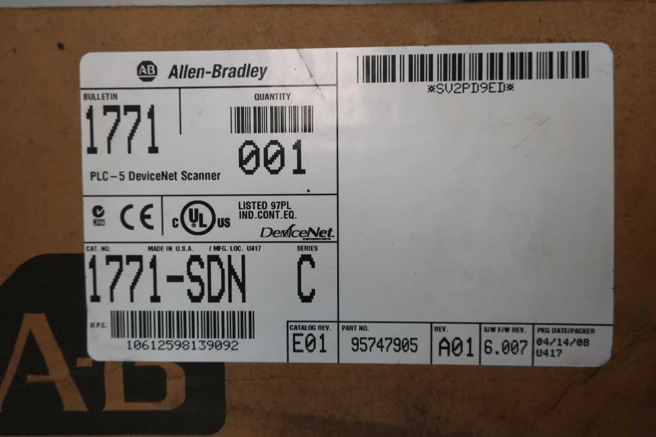 ALLEN BRADLEY 1771-SDN SCANNER MODULE - AUTOMATION & CONTROLS