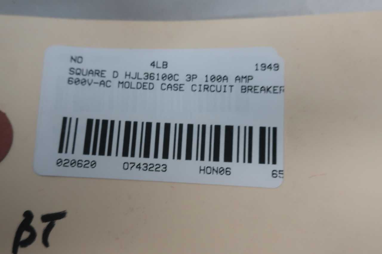 SQUARE D HJL36100C MOLDED CASE CIRCUIT BREAKER 3P 100A AMP 600V-AC - CIRCUIT BREAKERS