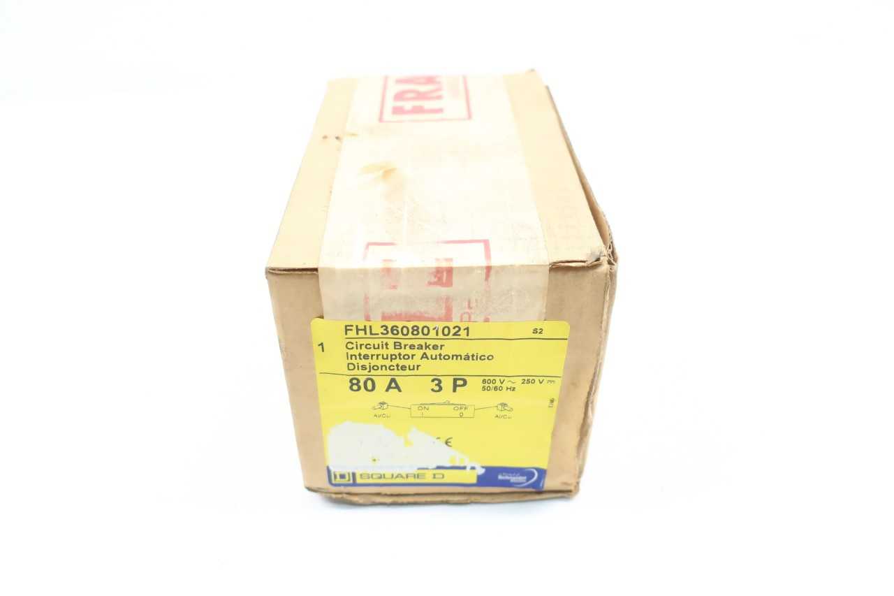 SQUARE D FHL360801021 3P 80A AMP 600V-AC 250V-DC MOLDED CASE CIRCUIT BREAKER - CIRCUIT BREAKERS