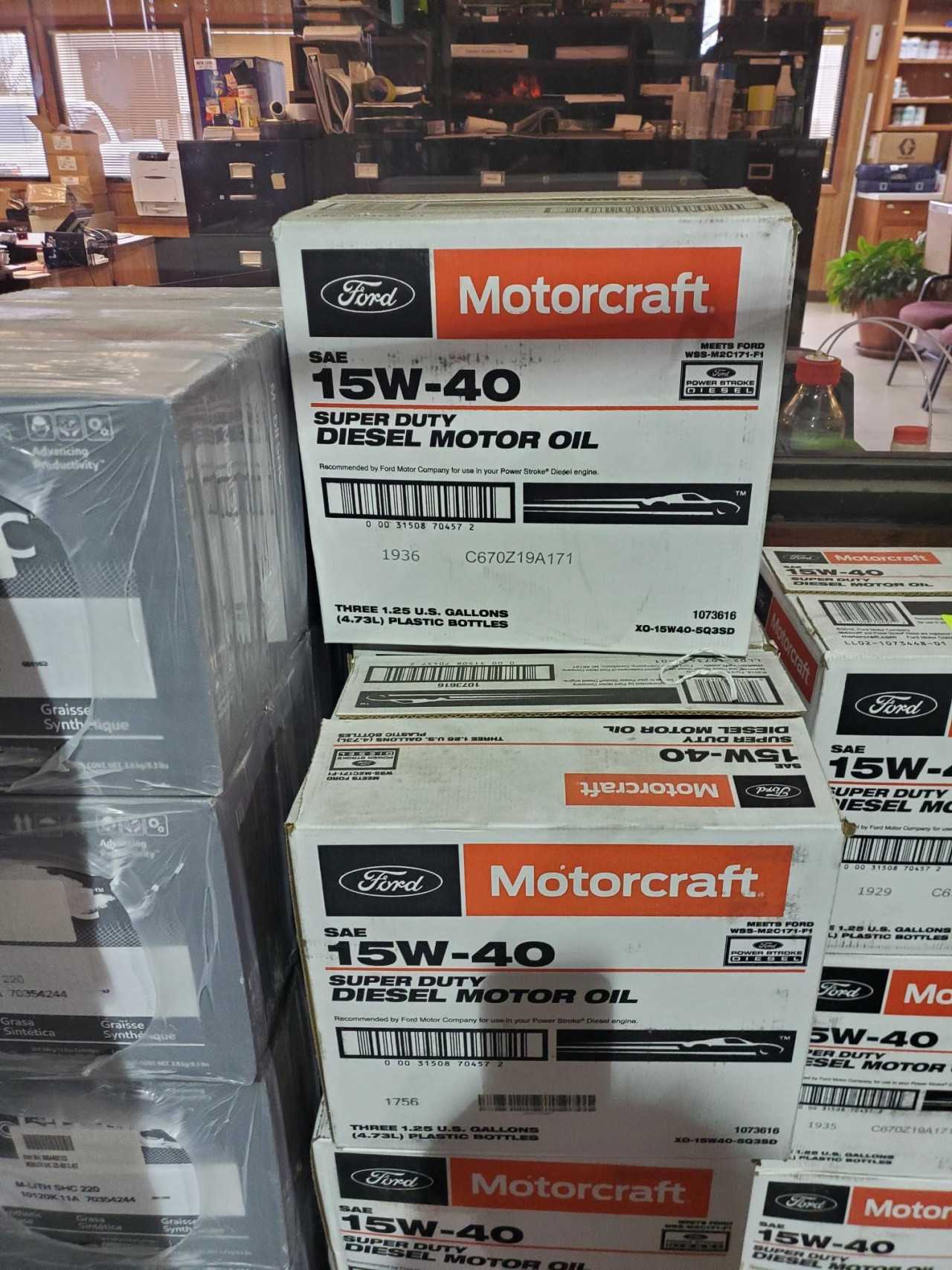 Lot of 10 Cases - MOTORCRAFT SUPER DUTY DIESEL 15W40 3X5QT - MISCELLANEOUS