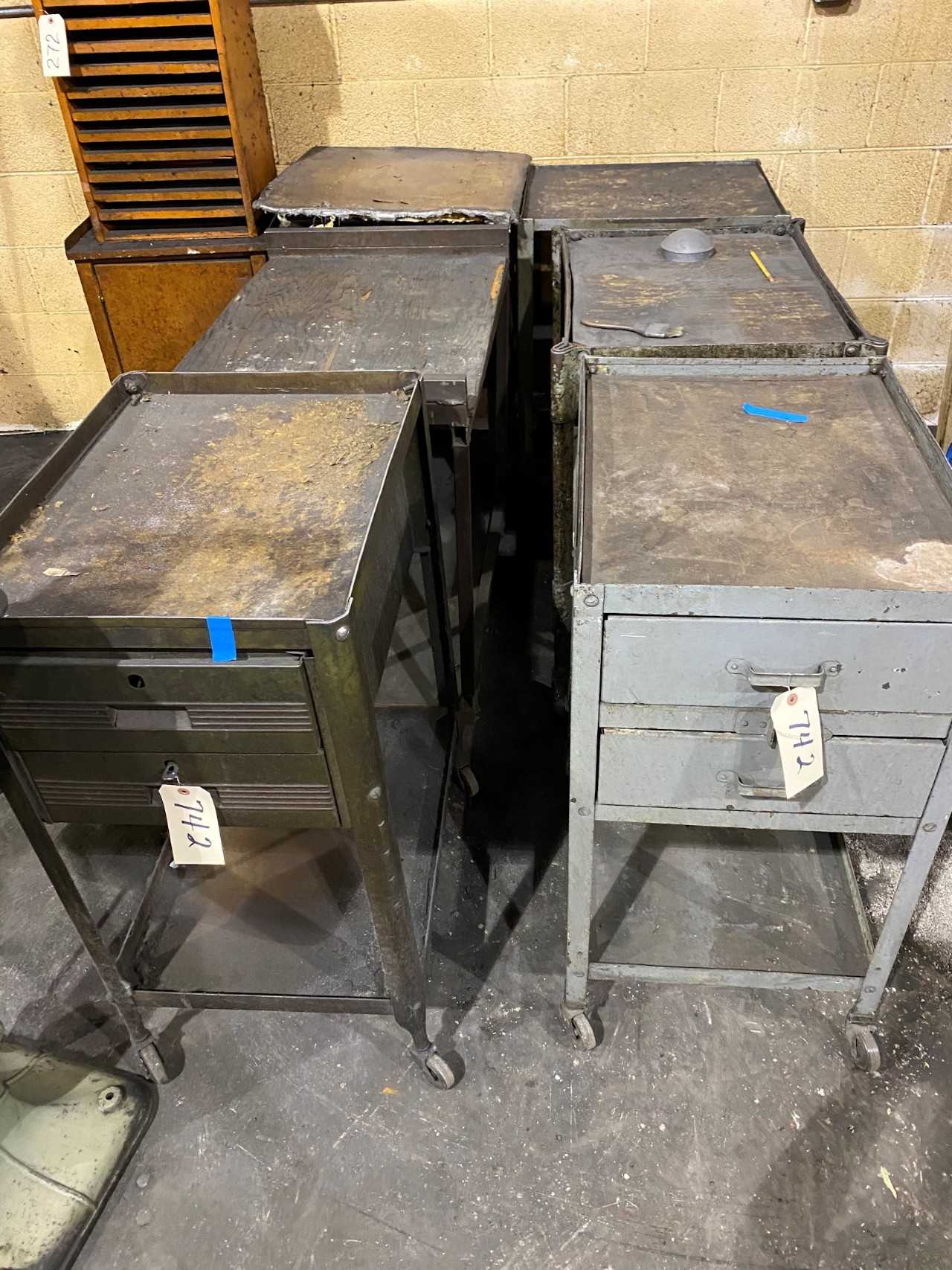 Lot) (7) 4-Wheel Shop Carts - ROLLING CARTS Lot) (7) 4-Wheel Shop Carts - ROLLING CARTS