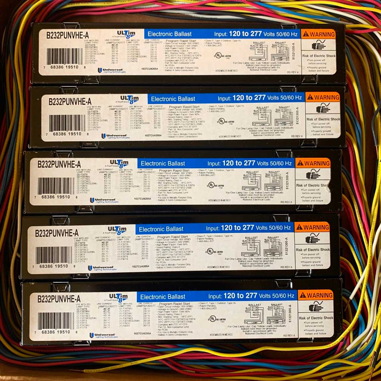 New - Lot of 90 - Universal Triad B232PUNVHE-A010C Fluorescent Ballast - LIGHTING