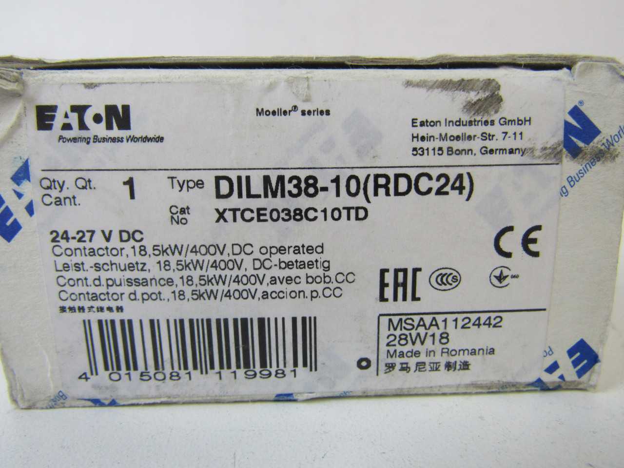 Lot of Quantity 8x XTCE038C10TD Contactors - CONTACTORS