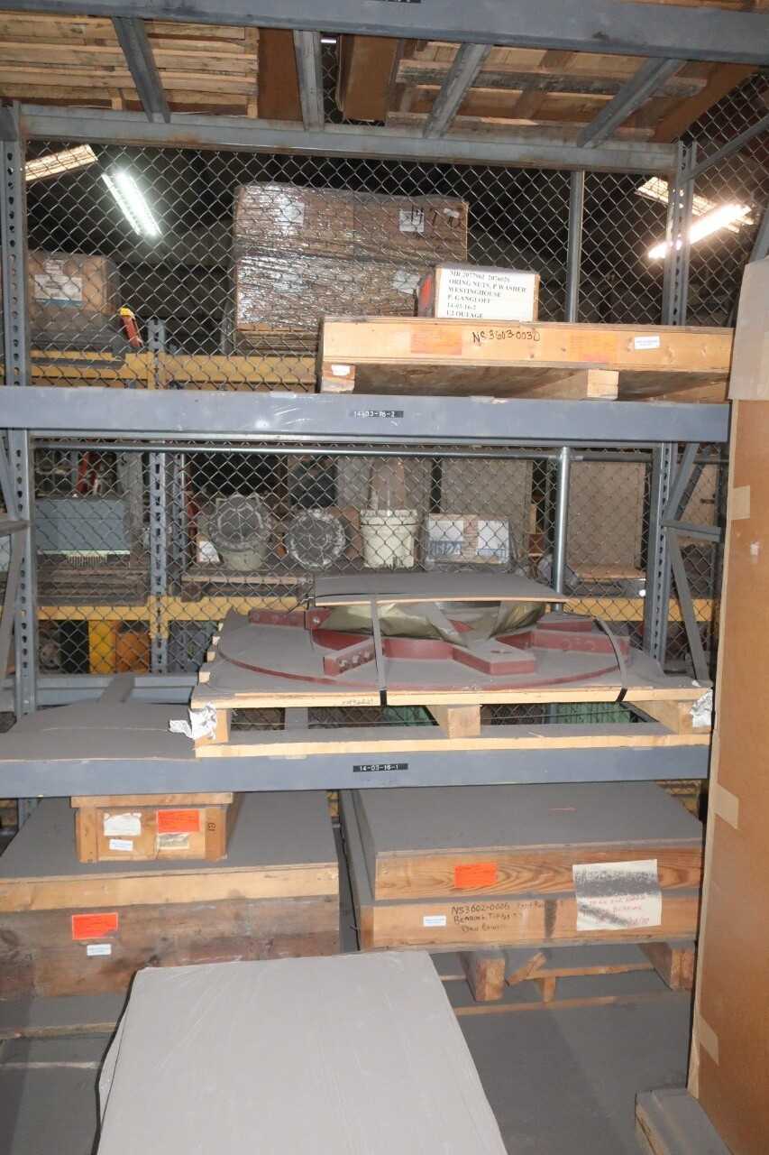 CONTENTS OF 3X SECTIONS OF PALLET RACKING & 3 ELECTRICAL BOXES ON FLOOR (PALLETS OF FURNITURE EXCLUDED), ASSORTED COAL TURBINE CONTROL REPLACEMENT PARTS, GOULD CHARGER, SIEMENS RECTIFIERS, ROTOR ASSEMBLIES, THRUST BEARINGS - ELECTRICAL PARTS