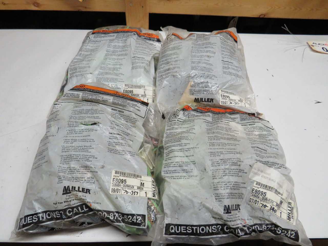 LOT OF 4 MILLER E8095 FULL BODY HARNESS - SAFETY SWITCH