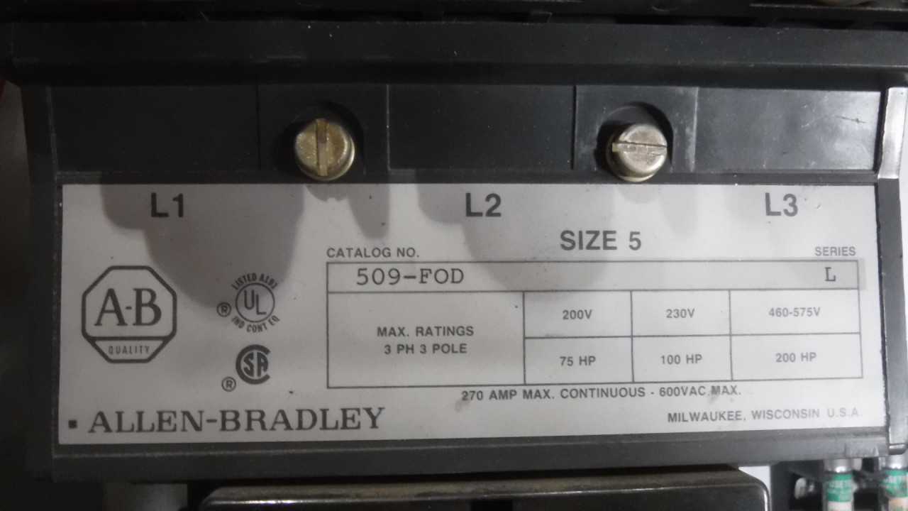 200 HP Allen Bradley Size 5 Starter - MOTOR CONTROL CENTERS