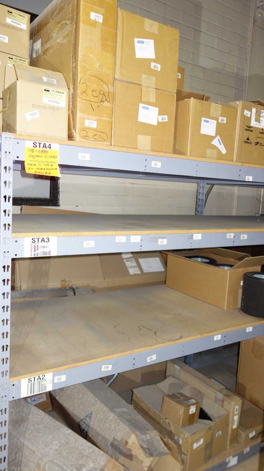 CONTENTS OF 3 SHELF COLUMNS, ASSORTED MRO, BLOWER REPLACEMENT PARTS - BLOWER FAN