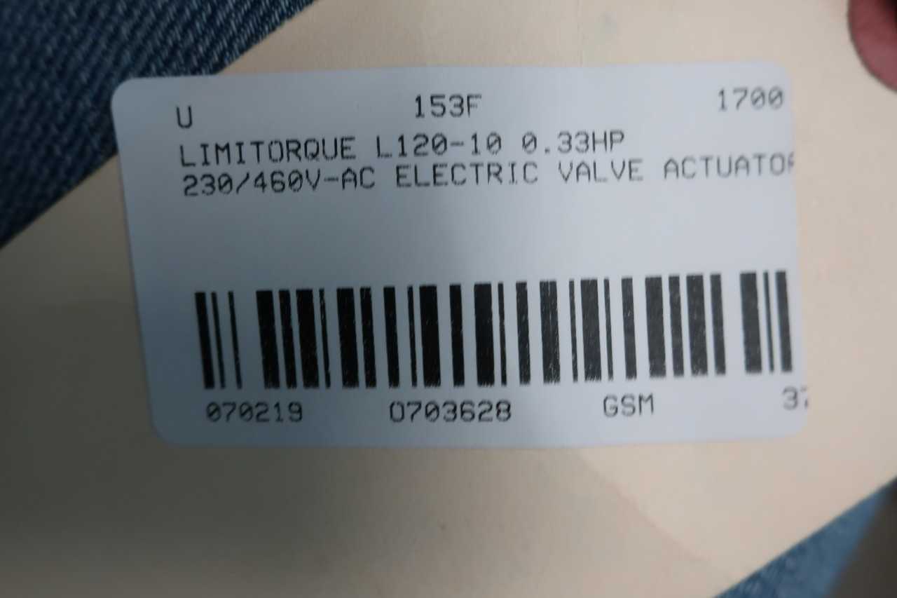 LIMITORQUE L120-10 0.33HP 230/460V-AC ELECTRIC VALVE ACTUATOR - VALVES