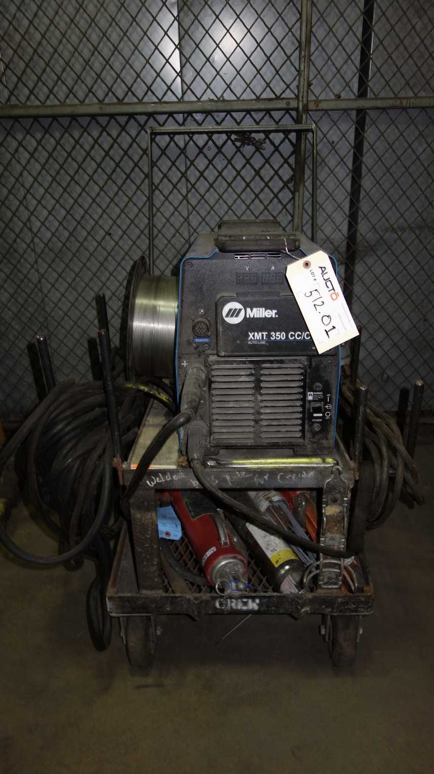 MILLER XMT 350 CC/CV 907161 AUTO-LINE MULTIPROCESS WELDER WITH CART AND ACCESSORIES - WELDING EQUIPMENT