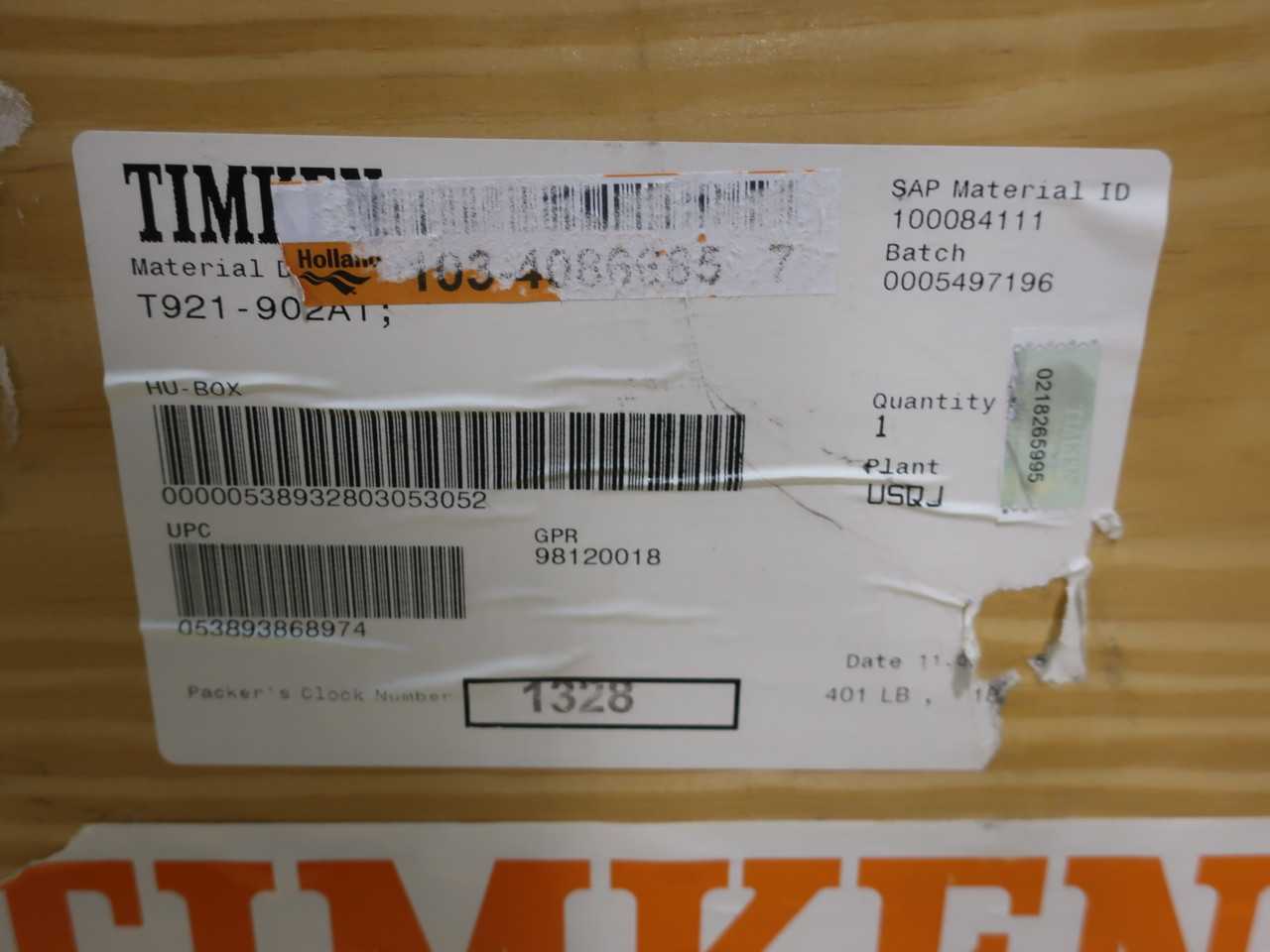 TIMKEN T921-902A1 ROLLER THRUST BEARING - BEARINGS