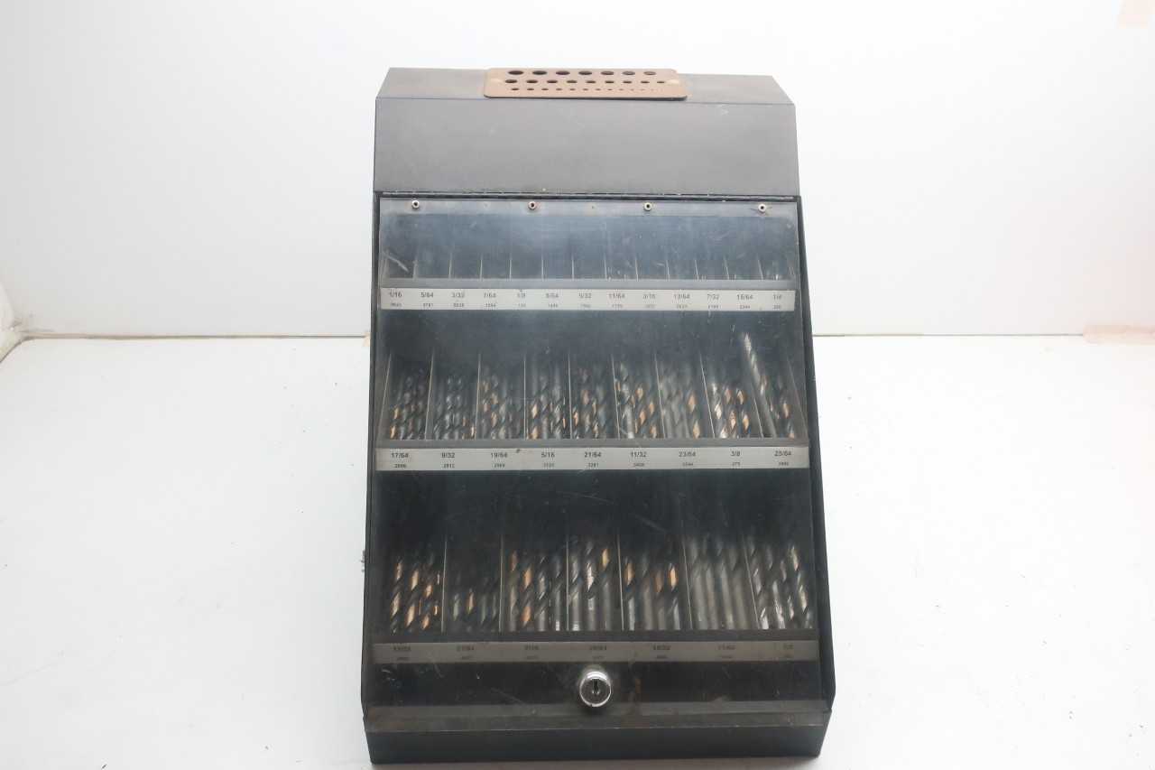 TOOLBOX OF ASSORTED HEAVY DUTY JOBBER DRILL BITS - TOOL STORAGE