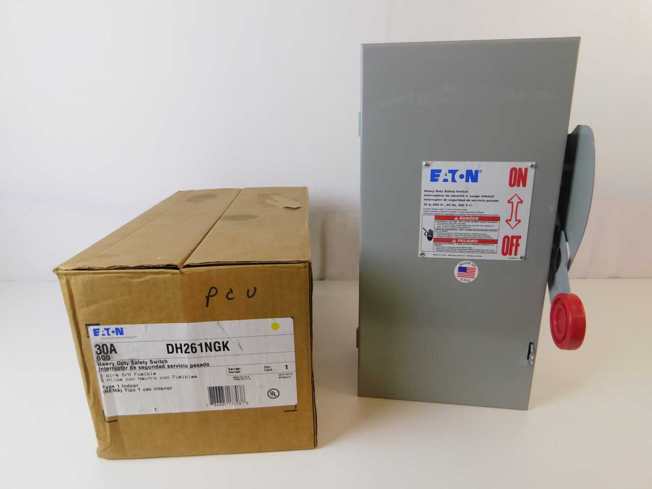 Quantity 1 of Eaton DH261NGK Safety Switch 2P 30A 600V - CIRCUIT BREAKERS