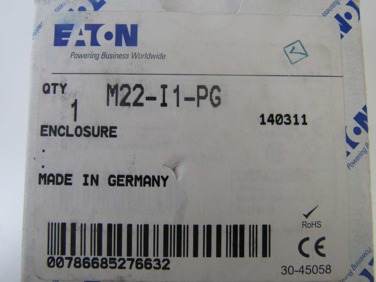 Quantity 2 of Eaton M22-I1-PG Pushbutton Enclosure White - ELECTRICAL COMPONENTS