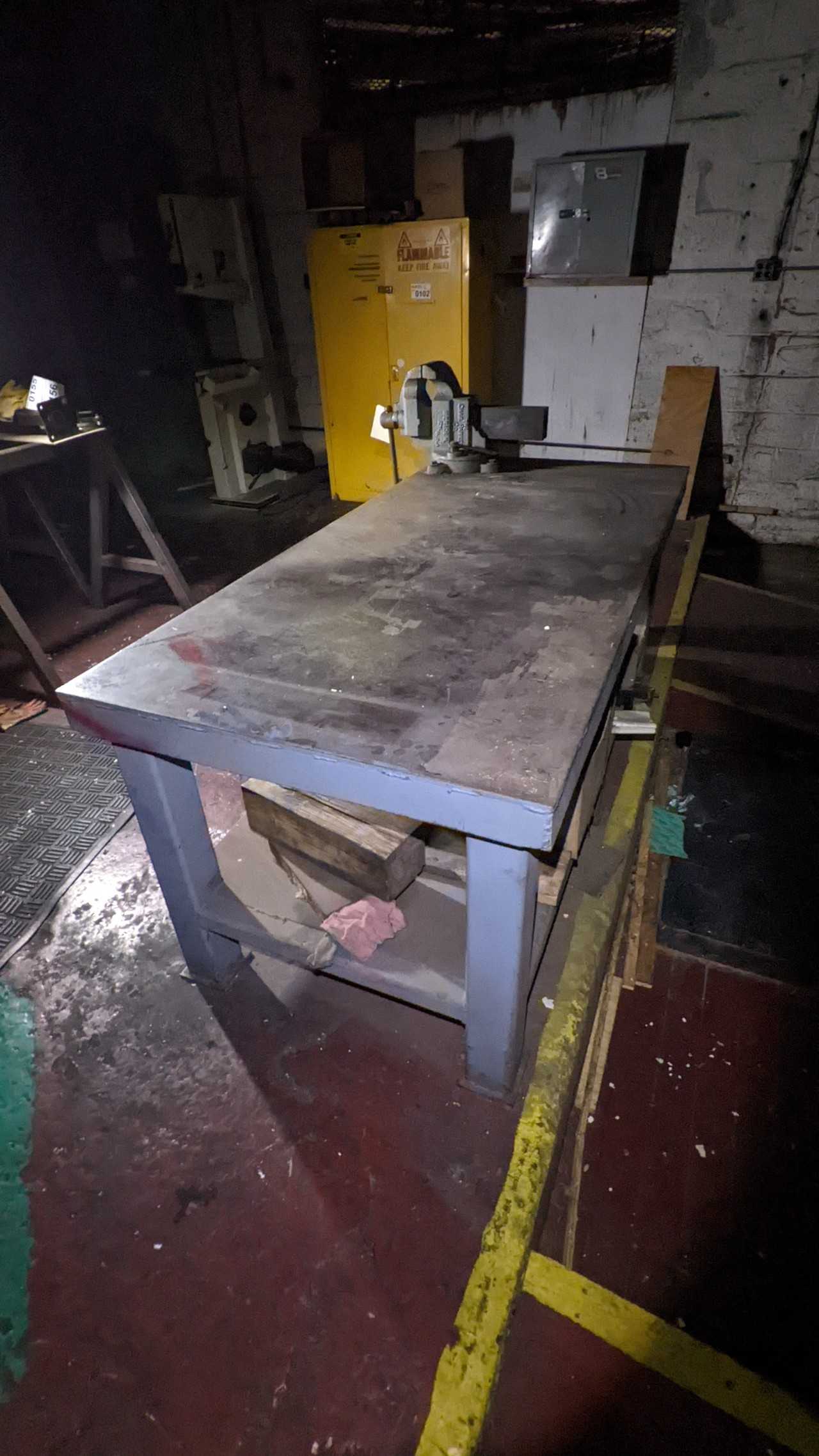 Steel work table with Chas Parker co vise - PLANT & FACILITY