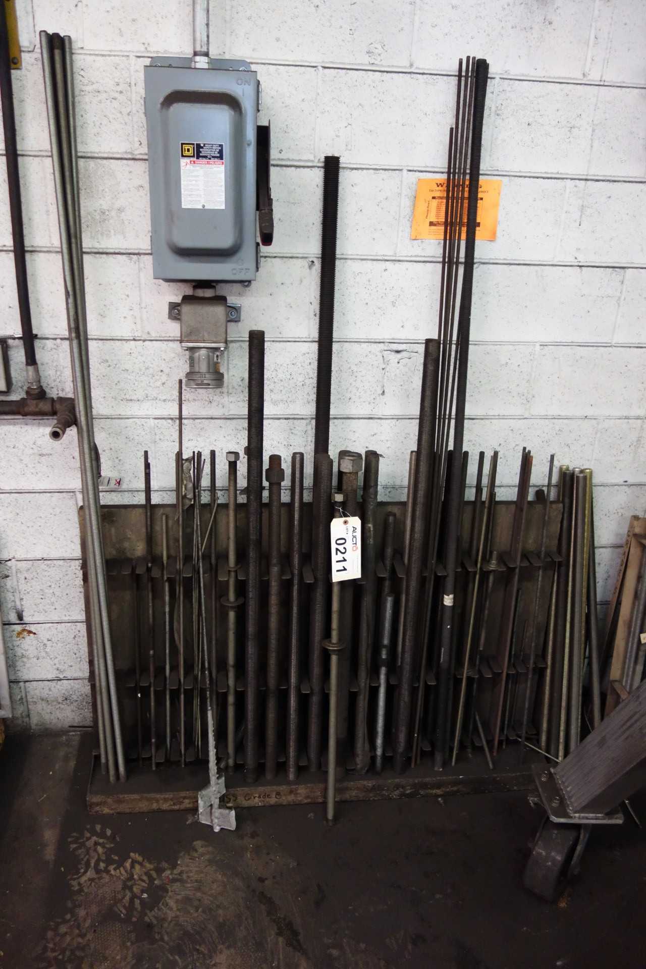 LOT OF ASSORTED STEEL THREADED RODS, SHAFTS - ELECTRIC POWER TOOLS