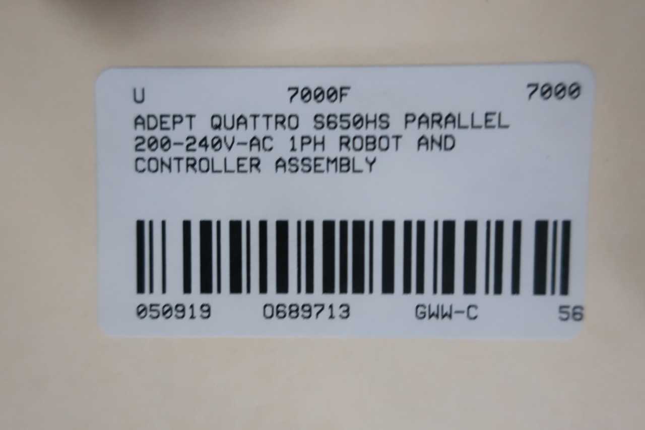 ADEPT QUATTRO S650HS PARALLEL WITH SMART CONTROLLER 200 240V AC 1PH ROBOT AND CONTROLLER ASSEMBLY - INDUSTRIAL ROBOTS