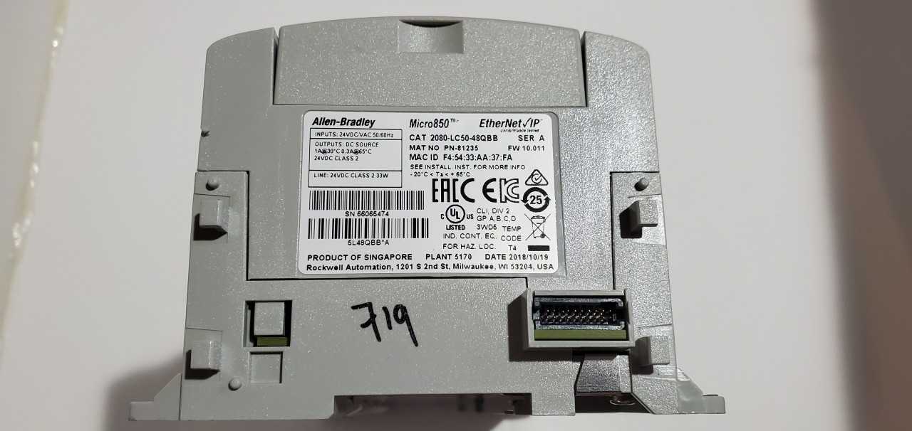 Allen Bradley Micro 850 2080-LC50-48QBB PLC - AUTOMATION & CONTROLS