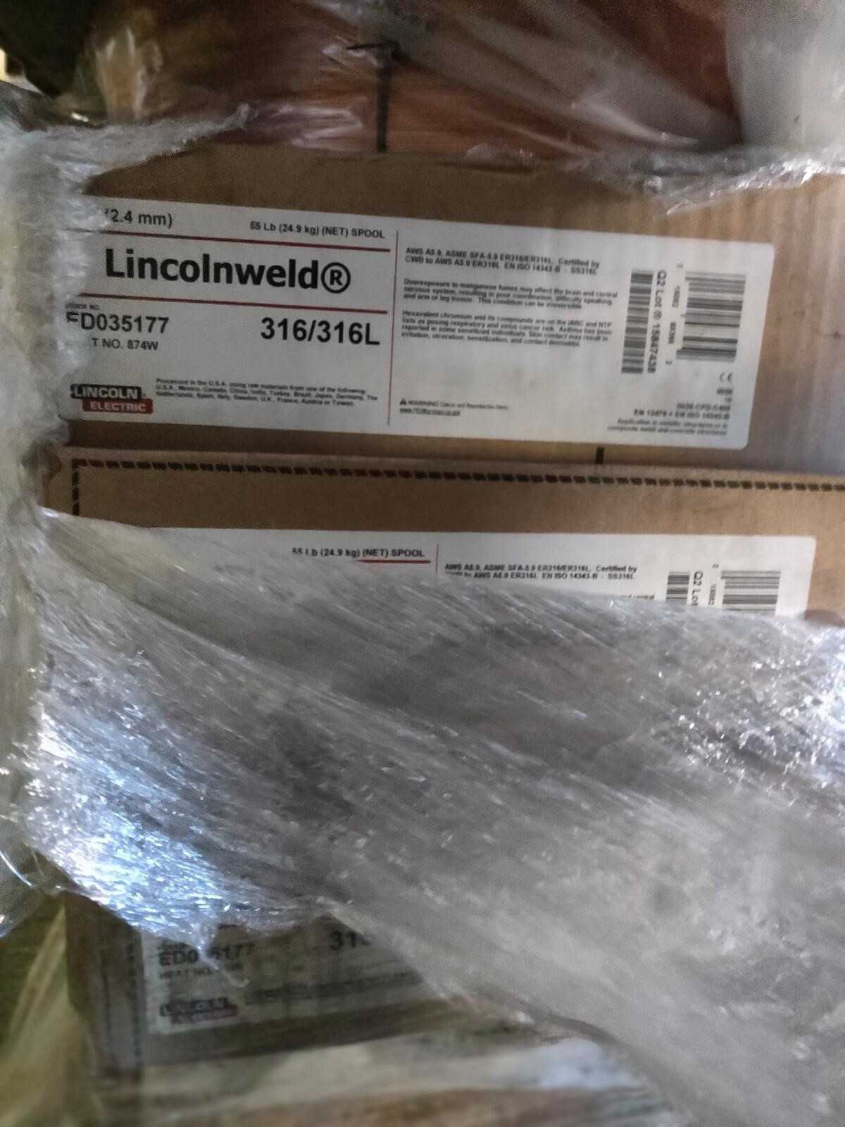 Lincolnweld 316 316L New Weld Wire 880 lbs Lincolnweld 316 316L New Weld Wire 880 lbs