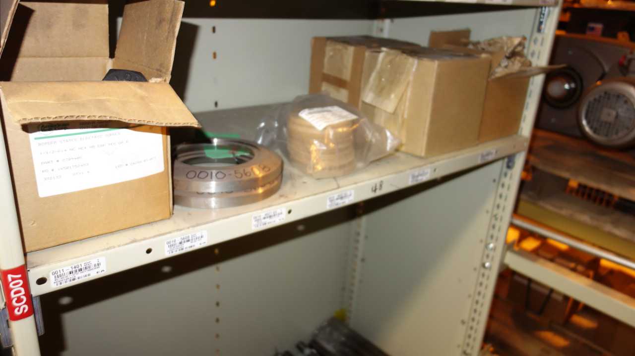 CONTENTS OF 4 SHELF COLUMNS, TURBINE PARTS - SHELVING