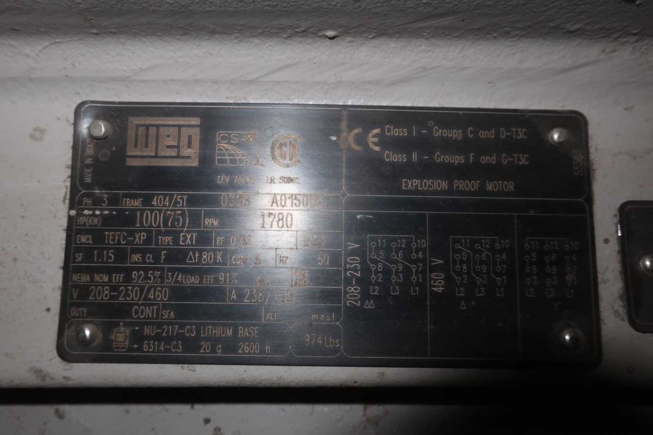 WEG ELECTRIC AC MOTOR 100HP 1780RPM 3PH 460V 404/5T - ELECTRIC MOTORS