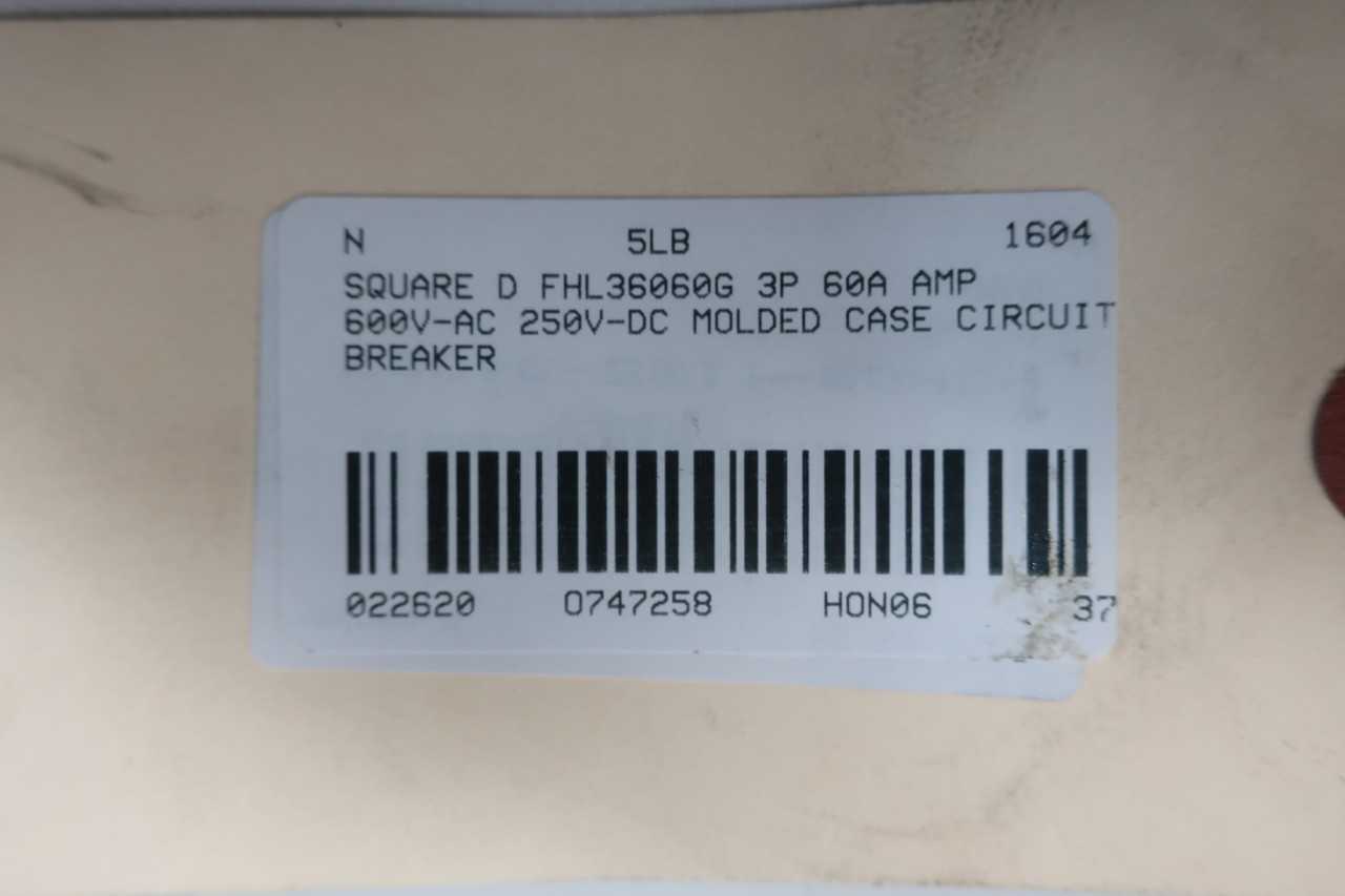 SQUARE D FHL36060G MOLDED CASE CIRCUIT BREAKER 3P 60A AMP 600V-AC - CIRCUIT BREAKERS