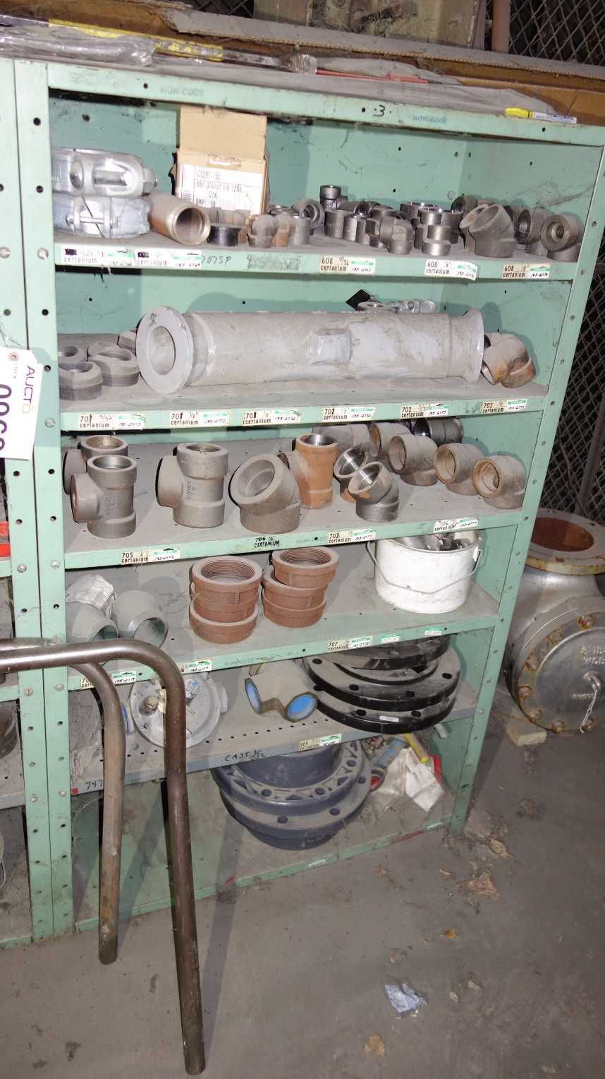 CONTENTS OF SHELF, ASSORTED STEEL FITTINGS, FLANGES - PROCESS EQUIPMENT