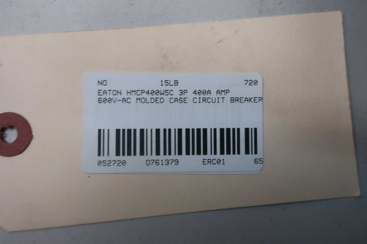EATON HMCP400W5C 3P 400A AMP 600V-AC MOLDED CASE CIRCUIT BREAKER - CIRCUIT BREAKERS