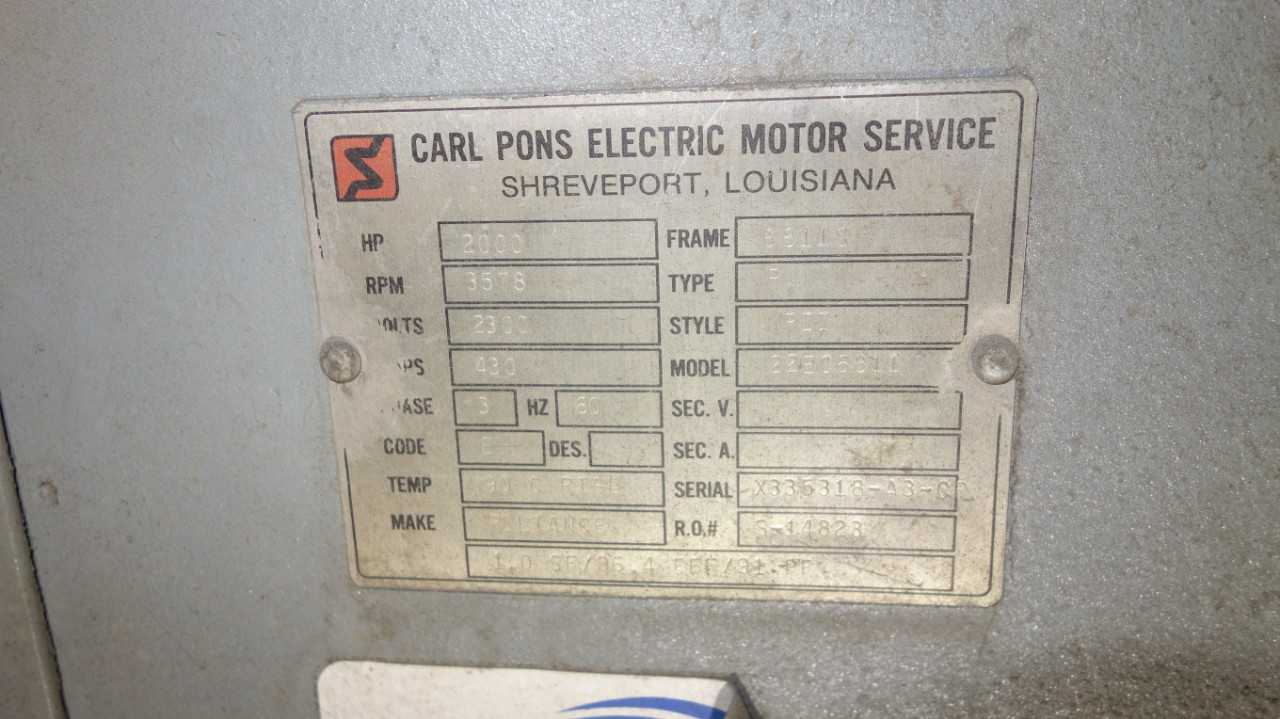 RELIANCE 6811S 2000HP 2300V-AC INDUCTION MOTOR - ELECTRIC MOTORS