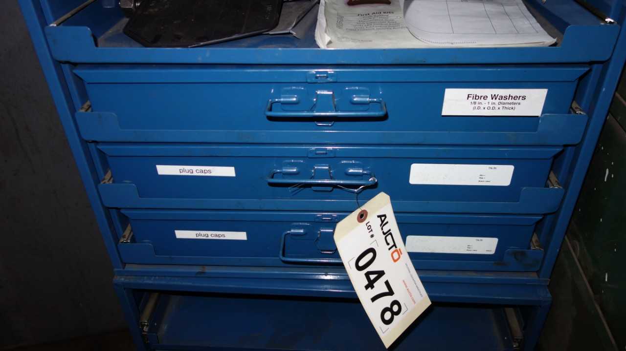 6 DRAWER CURTIS TOOLBOX WITH CONTENTS ASSORTED THREADED INSERTS CHAIN LINKS AND PLUGS - ELECTRIC POWER TOOLS