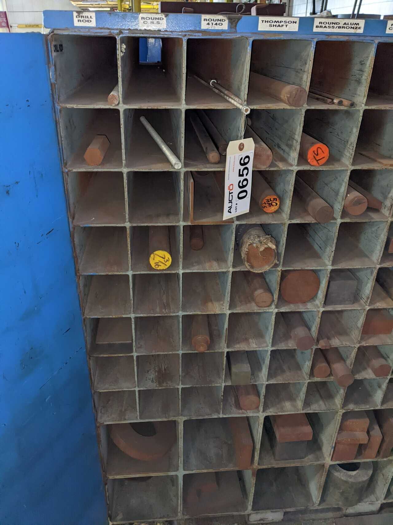 PIGEON HOLE CABINET WITH STEEL STOCK, RODS - TOOL STORAGE