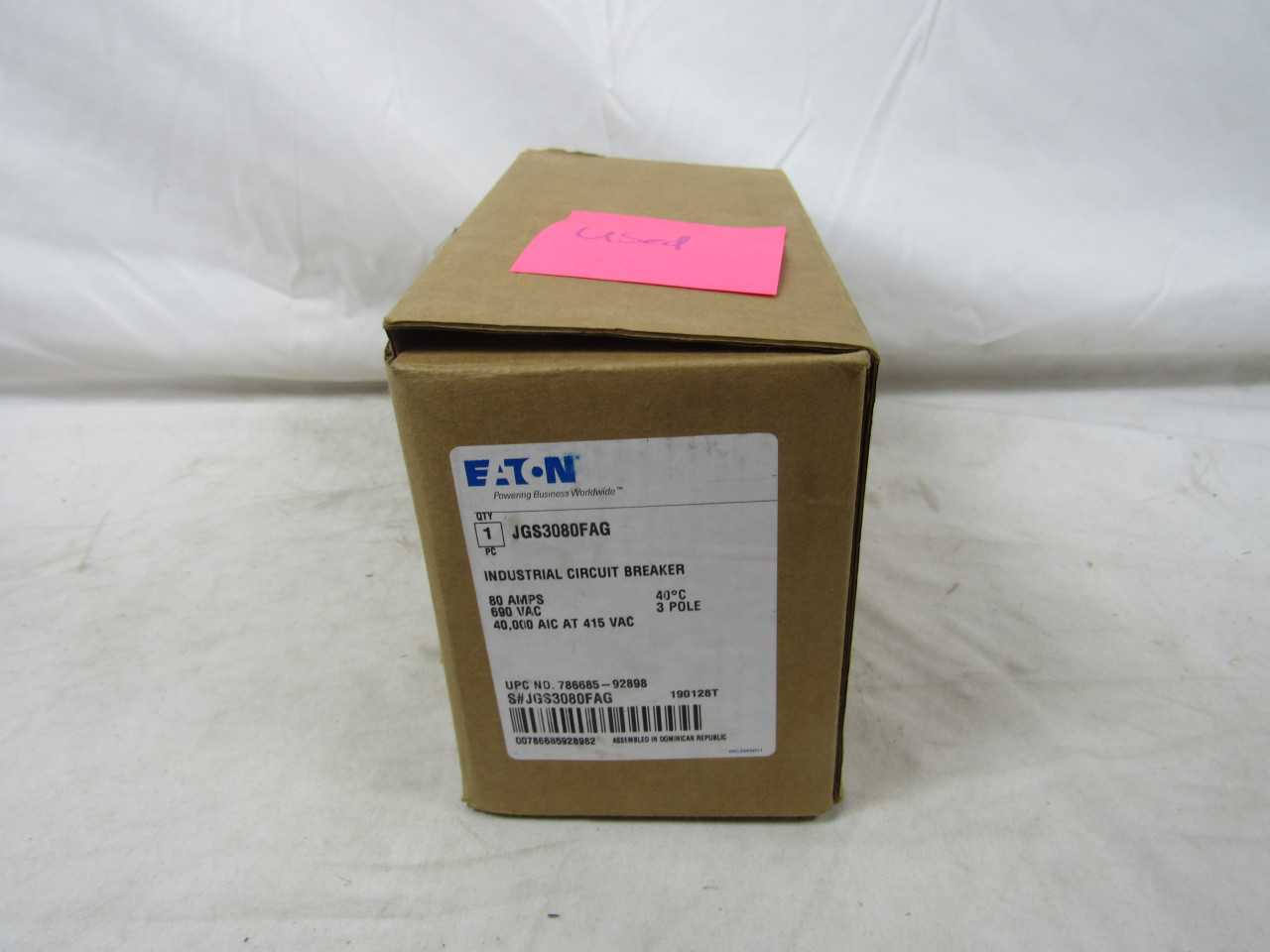 Quantity of 1x JGS3080FAG 3P 80A 690VAC Molded Case Circuit Breakers - CIRCUIT BREAKERS